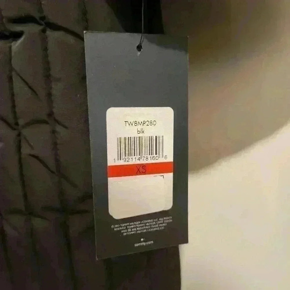 Tommy Hilfiger Faux-Fur-Trim Hooded Chevron Black Puffer Coat Size XS $245 - Picture 5 of 13